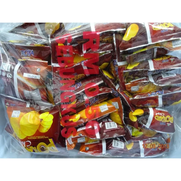 10 Packs Rota Potato Chips BBQ Flavour 15g Each HALAL