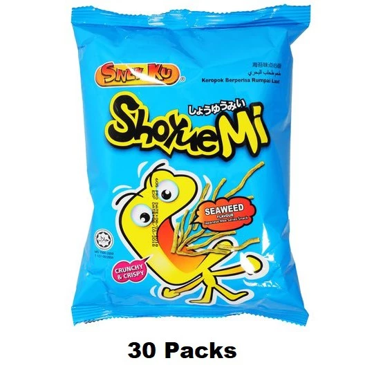 9ebc94a5479f8449538940dd1938a181.webp 10 Packs Snek Ku Shoyuemi Seaweed Flavoured Crackers 15g Each HALAL