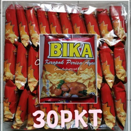 10 Packs Bika Chicken Flavoured Snack 10g Each HALAL